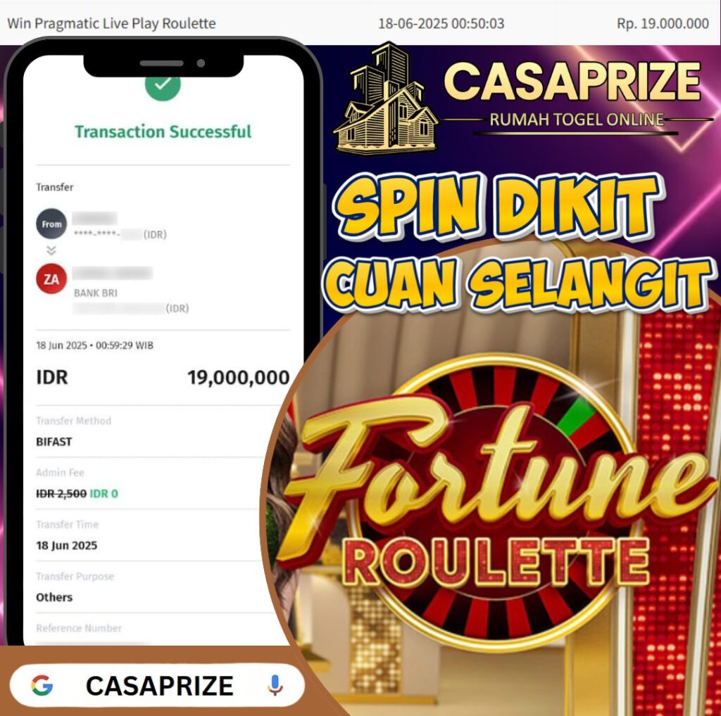 JOSS MENANG BESAR DI GAME FORTUNE ROULETTE CASAPRIZE 19 JUTA