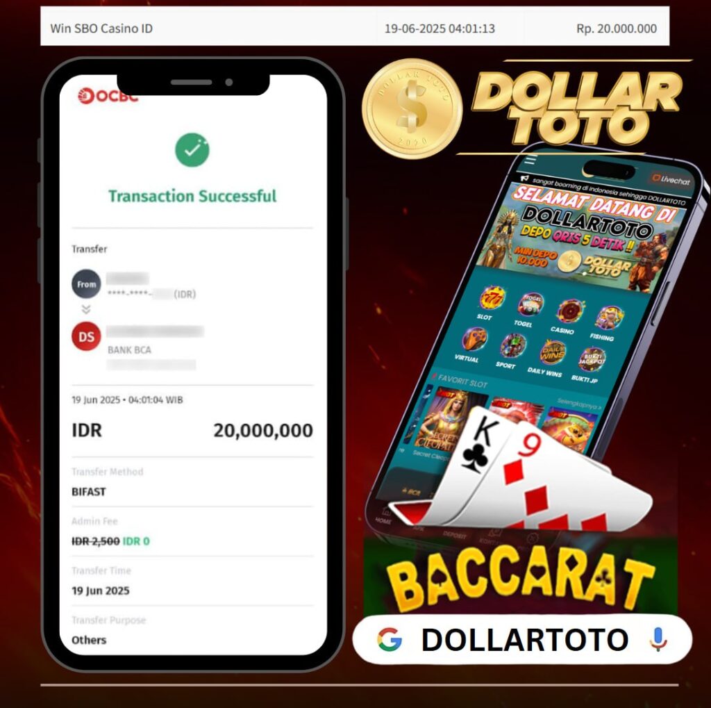 DOLLARTOTO MENANG DI GAME BACCARAT TOTAL KEMANGAN 20JUTA DI BAYAR LUNAS!!