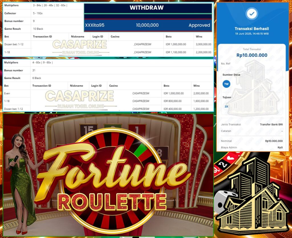 FORTUNE ROULETTE NGASIH CUAN GEDE LAGI! MEMBER CASAPRIZE SIKAT 10 JUTA SEKALI PUTAR!