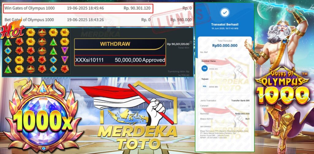 ZEUS NGAMUK LAGI DI MERDEKATOTO!! GATES OF OLYMPUS 1000 BAYARKAN 50 JUTA LANGSUNG KE REKENING!