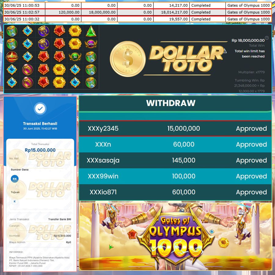 DOLLARTOTO JELAS CUNN BOSSKU! JOSS LAGI SEBESAR15 JT DI PRAGAMTIC!