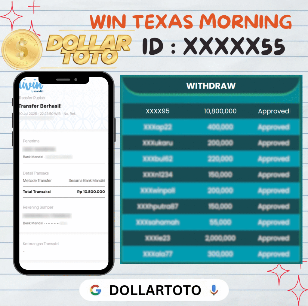 MEMBER DOLLARTOTO JACKPOT DI PASARAN TEXAS MORNING