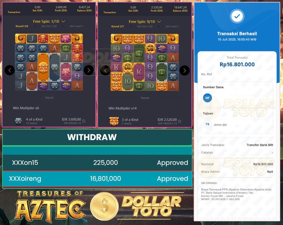 KEMENANGAN FANTASTIS DI DOLLARTOTO SEBESAR 16 JT DI PGSOFT!!