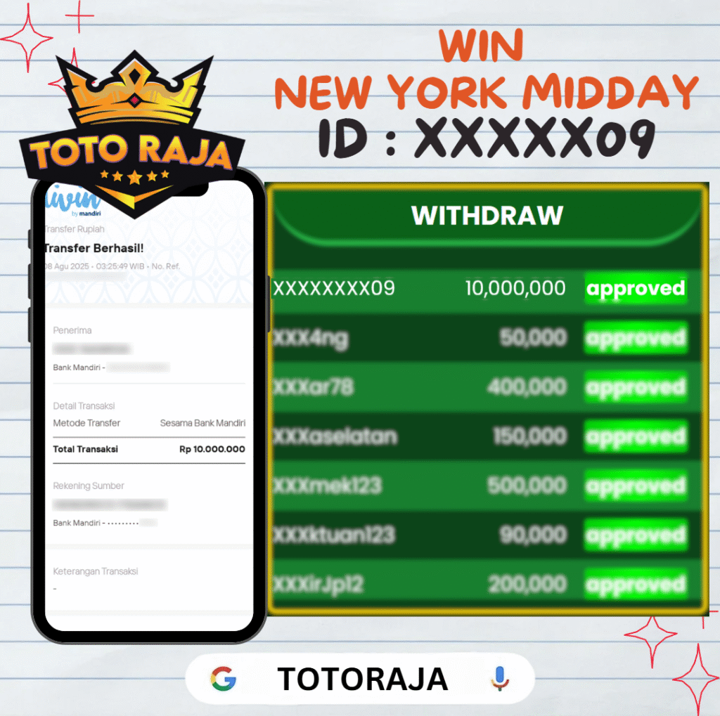 MEMBER TOTORAJA JACKPOT DI PASARAN NEW YORK MIDDAY