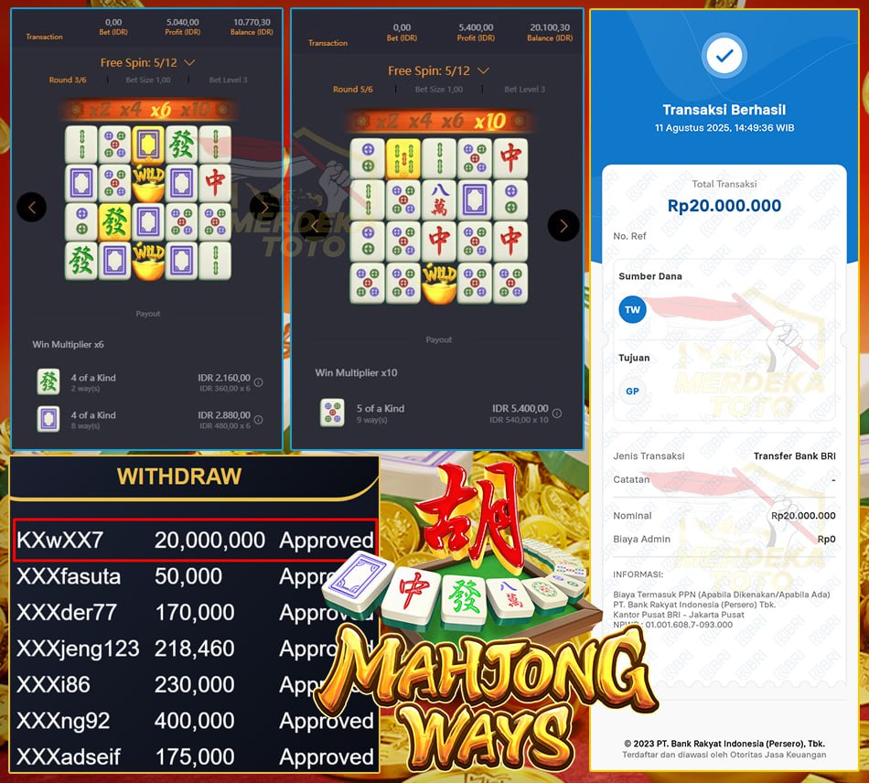 MERDEKATOTO JOS LAGI BOSKU! WIN SEBESAR 20 JT DI MAHJONG WAYS
