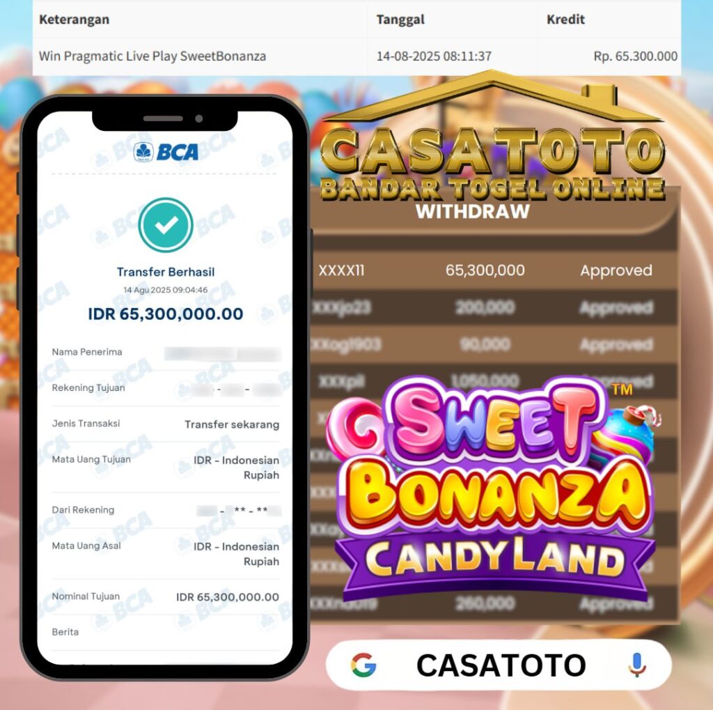 YANG MANIS MANIS ADA DI CASATOTO BOSKU - WIN SEBESAR 65 JT DI SWEET BONANZA CANDYLAND