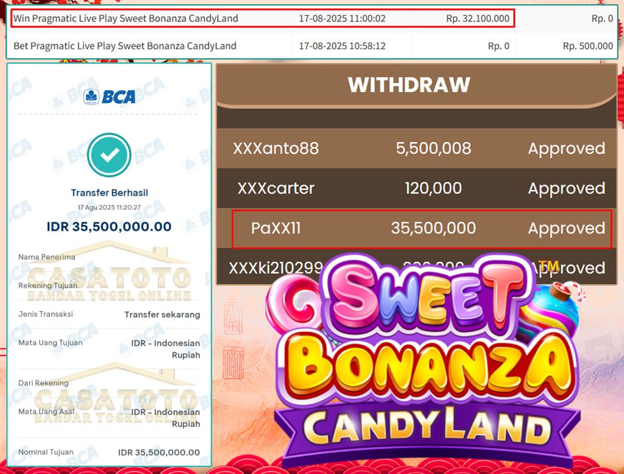 SWEET BONANZA CANDYLAND BAWA HOKI - WIN SEBESAR 35 JT DI CASATOTO!
