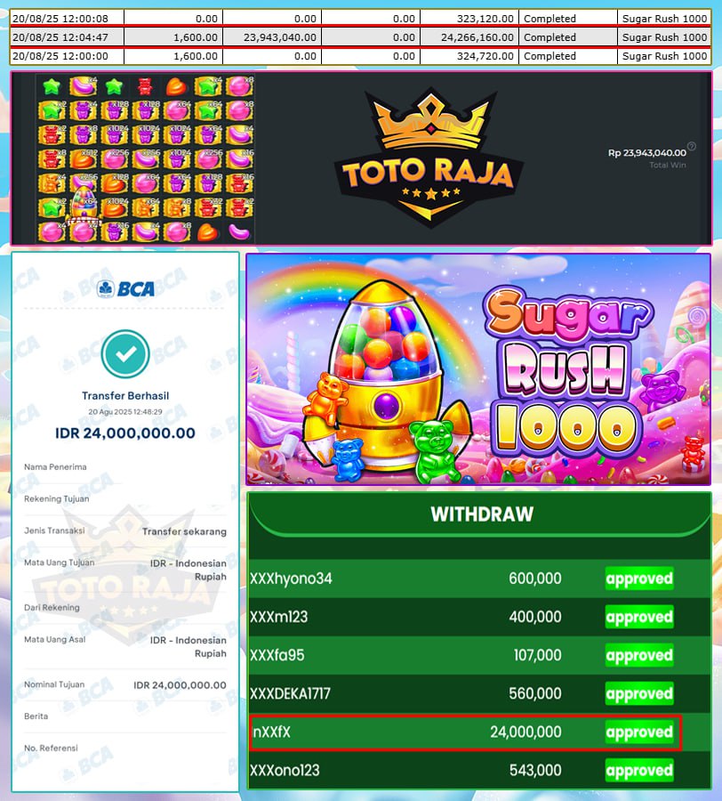 JOSS LAGI DI TOTORAJA WIN SUGAR RUSH 1000 SEBESAR 24 JT BOSKU
