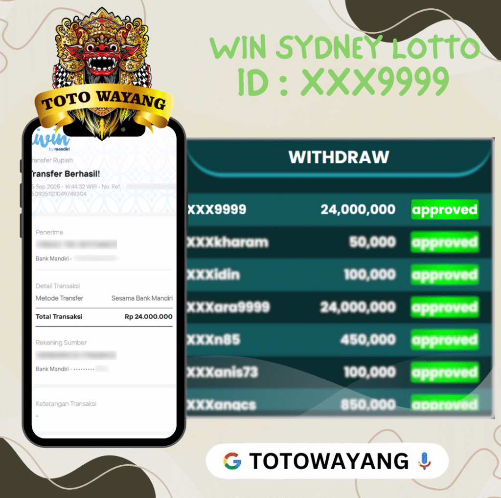 MEMBER XXX9999 TOTOWAYANG JACKPOT DI PASARAN SYDNEY LOTTO