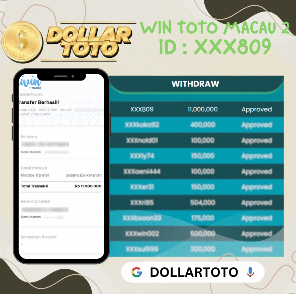MEMBER XXX809 DOLLARTOTO JACKPOT DI PASARAN TOTO MACAU 2