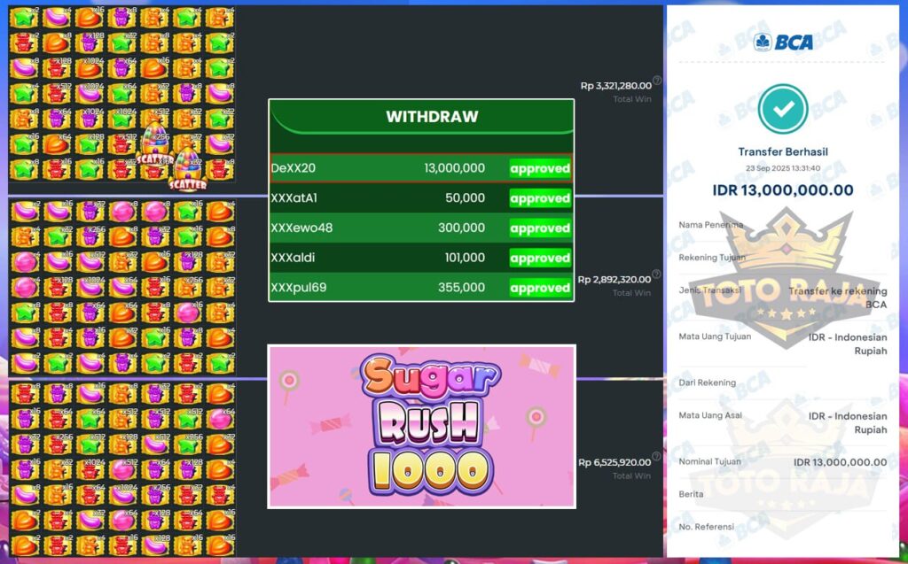 SUGAR RUSH KEMBALI MEMBUAHKAN LEDAKAN MANIS 13JT!! SPIN SANTAI, CUAN NGGA SANTAI!!