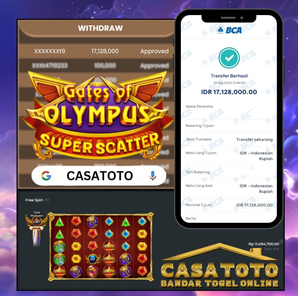 GATES OF OLYMPUS SUPER SCATTER BAWA HOKI JOS LAGI SEBESAR 17 JT DI CASATOTO!