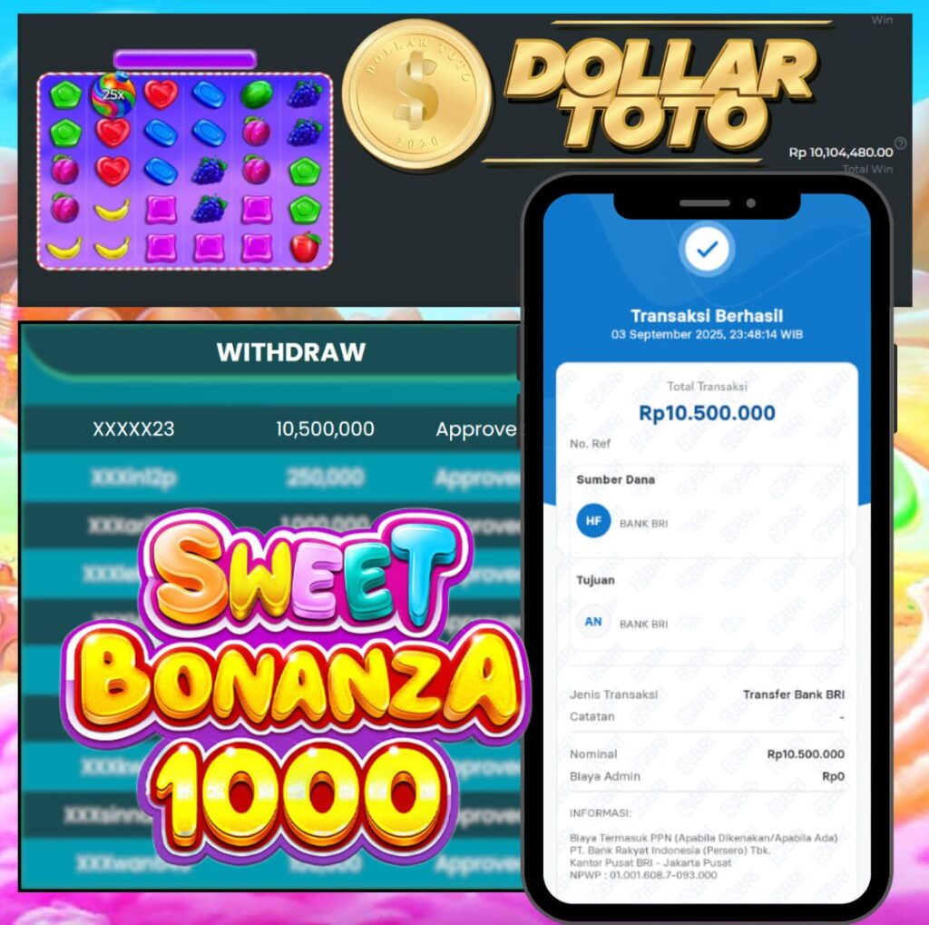 JACKPOT LAGI DI DOLLARTOTO SEBESAR 10 JT DI SWEET BONANZA CANDY 1000