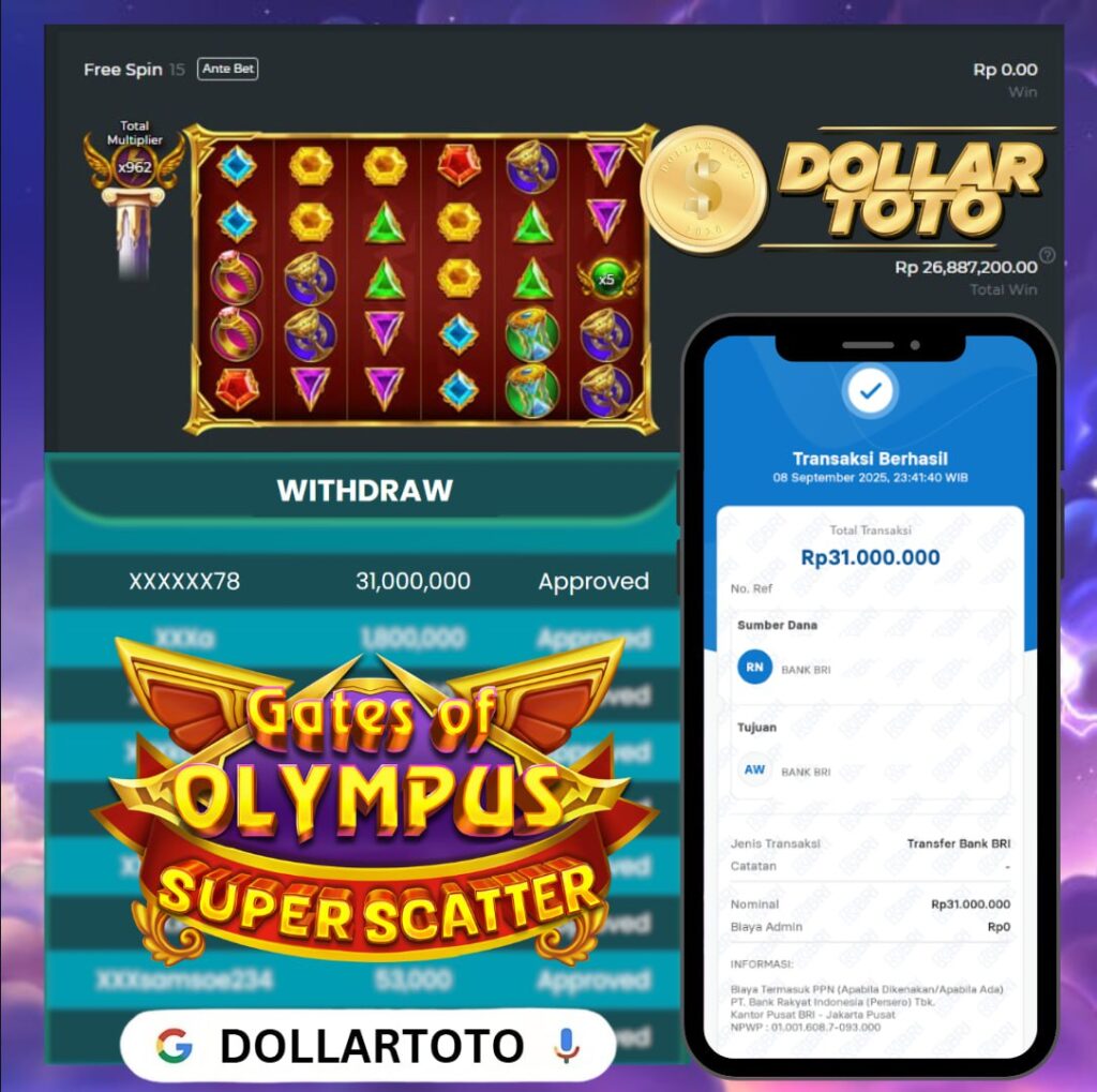 GATES OF OLYMPUS SUPER SCATTER GACOR TERUSS!BAWA CUAN SEBESAR 31 JT DI DOLLARTOTO!
