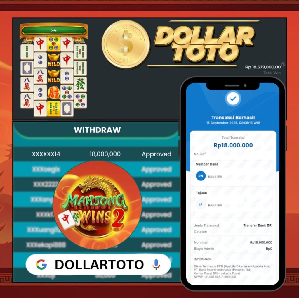 WIN LAGI DI MAHJONG WINS 2 PRAGMATIC PLAY SEBESAR 18 JT DI DOLLARTOTO!