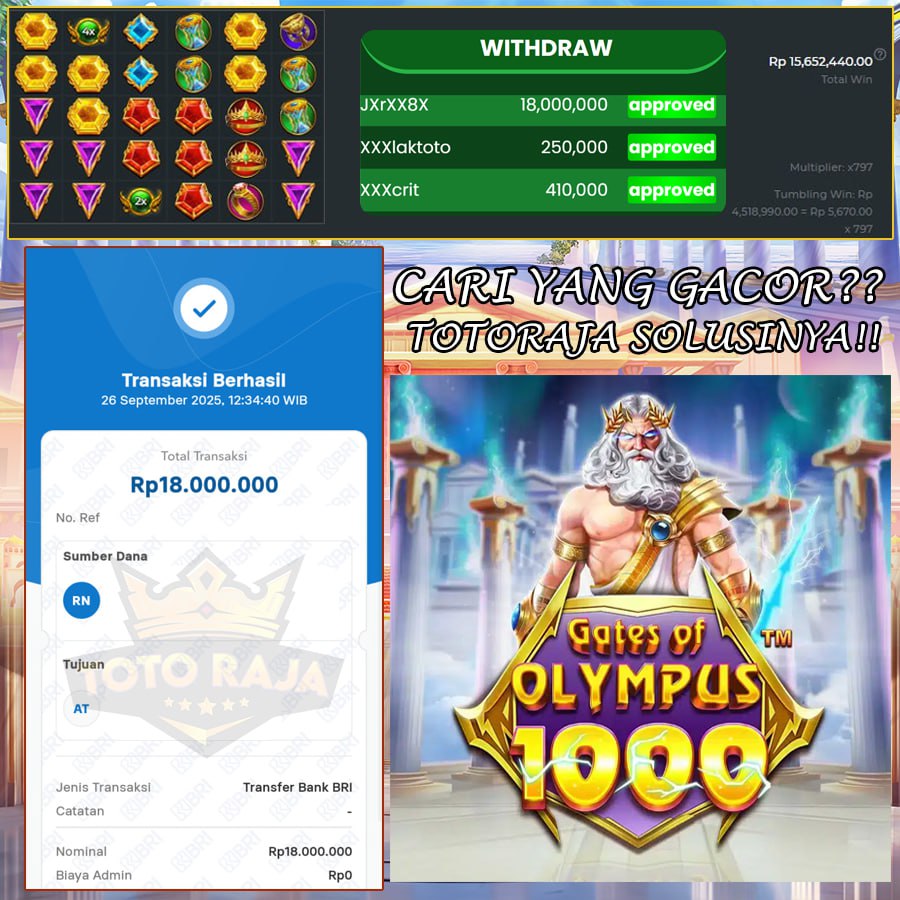 CARI YANG GACOR DAN PASTI? TOTORAJA SOLUSINYA!! PETIR KAKEK ZEUS PECAH 18JT!!!!