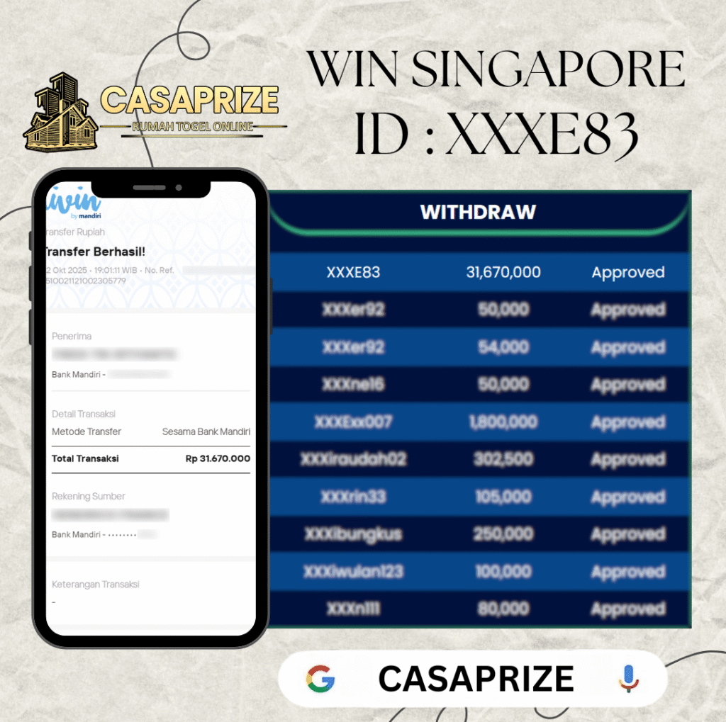 MEMBER XXXE83 CASAPRIZE JACKPOT DI PASARAN SINGAPORE