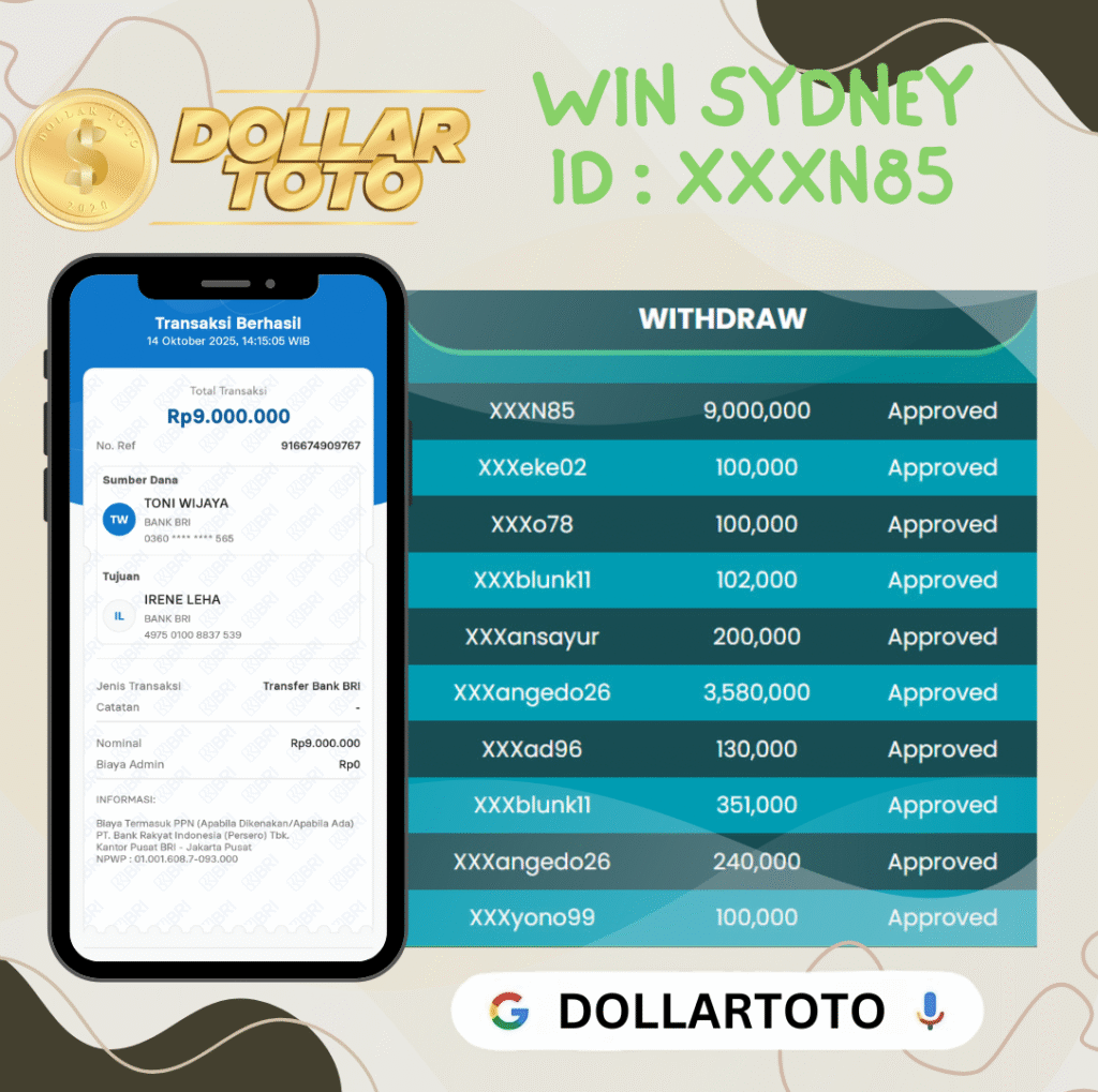 MEMBER XXXN85 DOLLARTOTO JACKPOT DI PASARAN SYDNEY