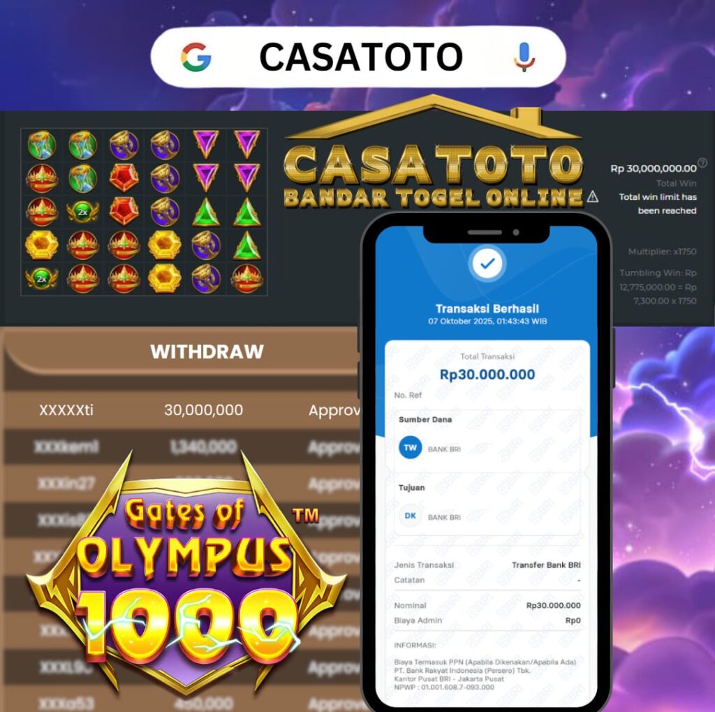 CASATOTO BAWA HOKI TERUS , WIN SEBESAR 30 JT DI GATES OF OLYMPUS 1000!