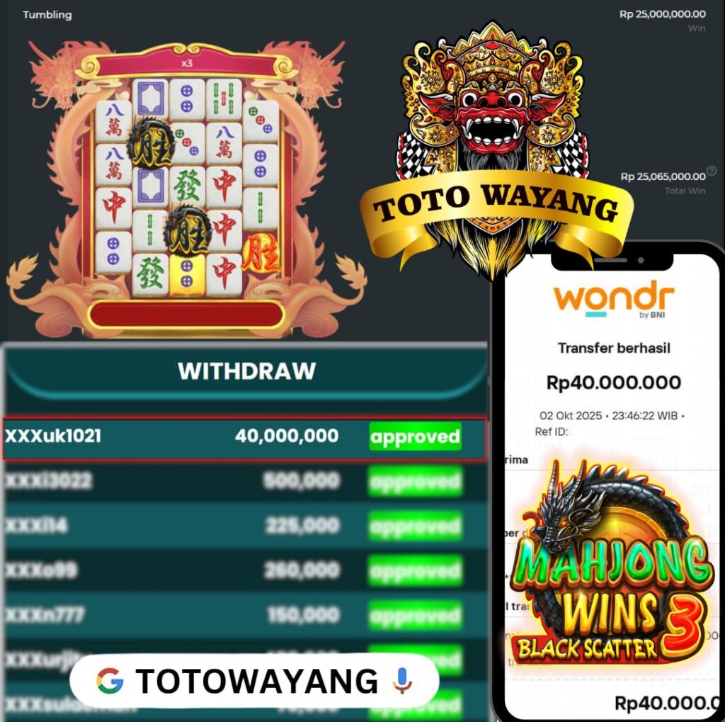 KEMENANGAN MANIS DI GAME YANG LAGI EKSIS DI TOTOWAYANG , WIN SEBESAR 40 JT DI MAHJONG WINS 3 BLACK SCATTER!