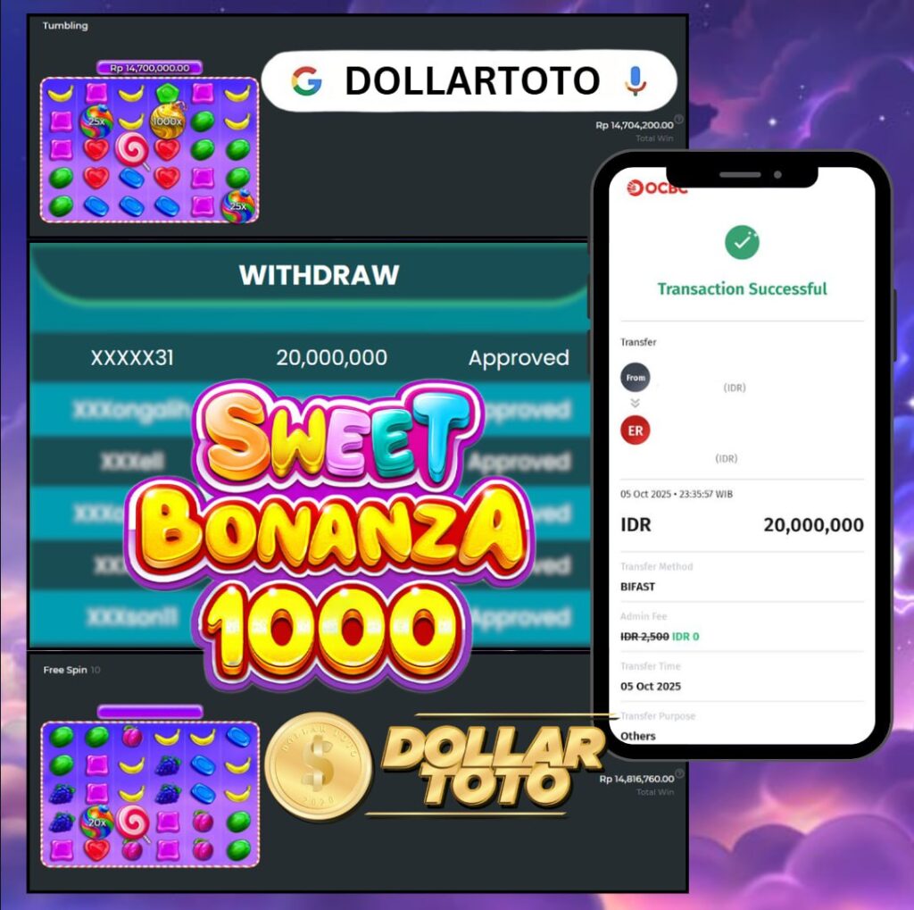 KEMENANGAN MANIS KEMBALI DI DOLLARTOTO SEBESAR 20 JT DI SWEET BONANZA 1000!