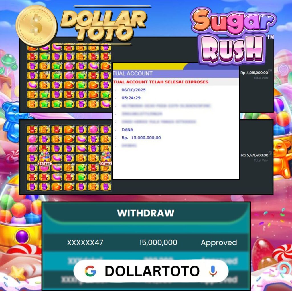 DOLLARTOTO BAWA KEMENANGAN MANIS SEBESAR 15 JT DARI SUGAR RUSH 1000!