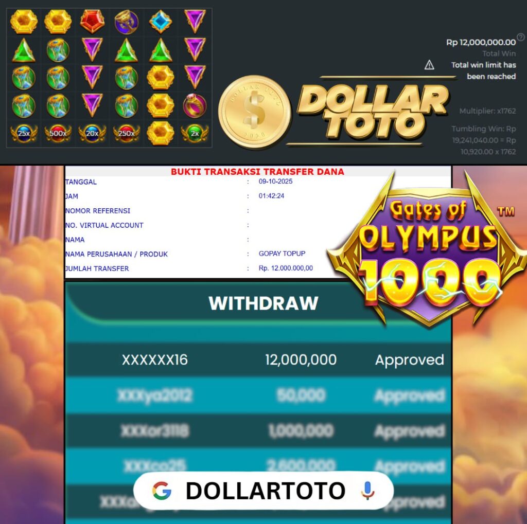 PERKALIAN MANIS CUMA ADA DI DOLLARTOTO , WIN SEBESAR 12 JT DI GATES OF OLYMPUS 1000!