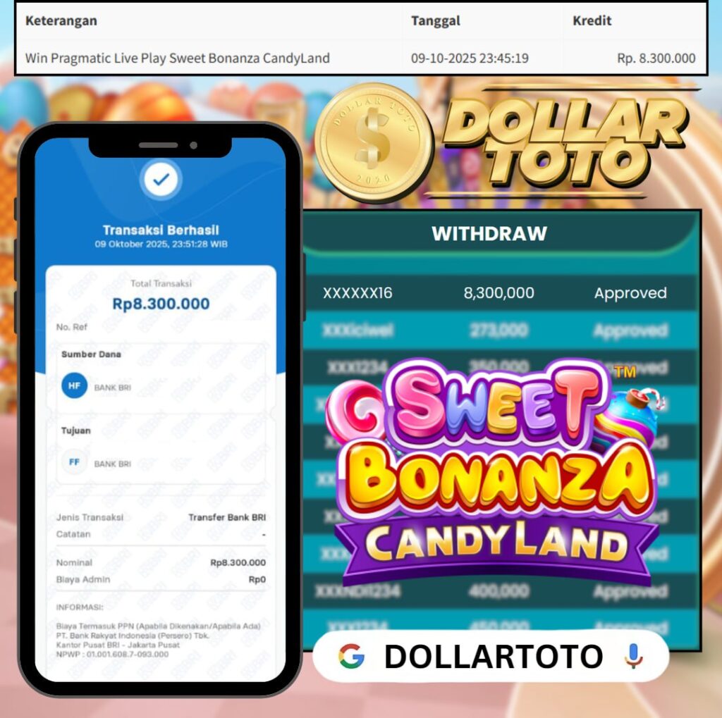 CUAN MANIS LAGI DI DOLLARTOTO! 8 JUTA CAIR DARI SWEET BONANZA CANDYLAND!