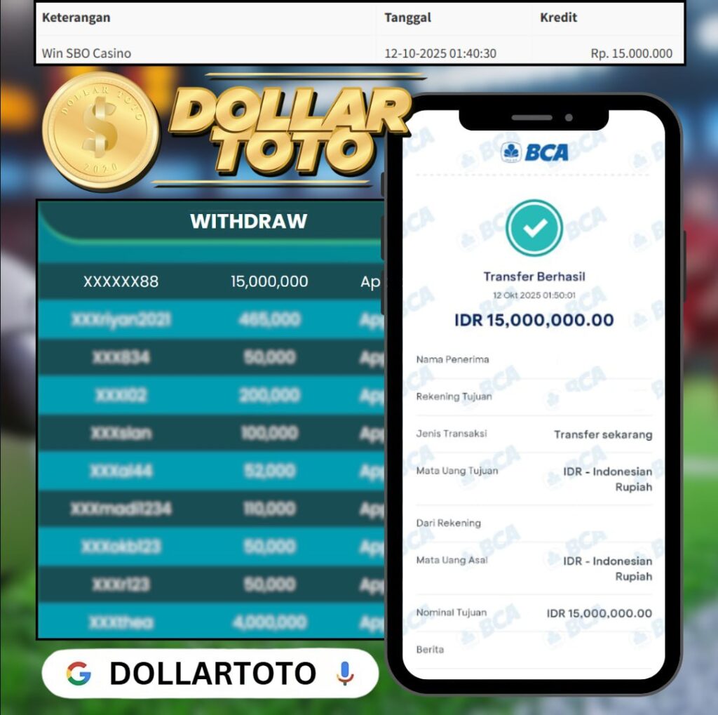 DOLLARTOTO RAJANYA JACKPOT BOSKU , WIN SEBESAR 15 JT DI SBO CASINO!