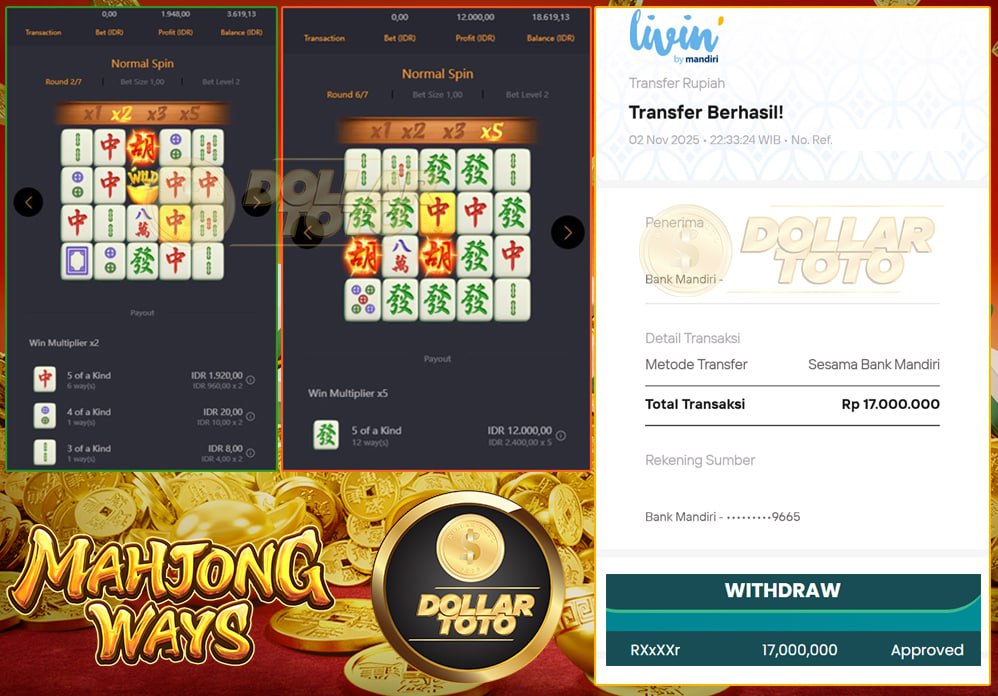 TAMBOHHH DOLLARTOTO!!! JP LAGI 17JT DI MAHJONG WAYS LANGSUNG DIBAYAR LUNASS!! KELASSS!!!