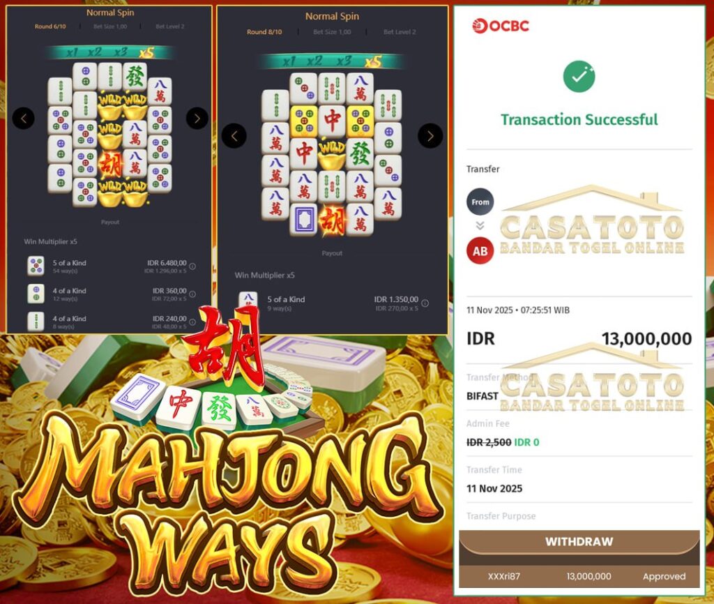 TAMBOHHH CASATOTO!!! JP LAGI 13JT DI MAHJONG WAYS LANGSUNG DIBAYAR LUNASS!! KELASSS!!!