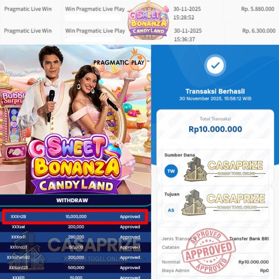 JOSS LAGI DI CASAPRIZE SEBESAR 10 JT WIN DI SWEET BONANZA CANDYLAND!