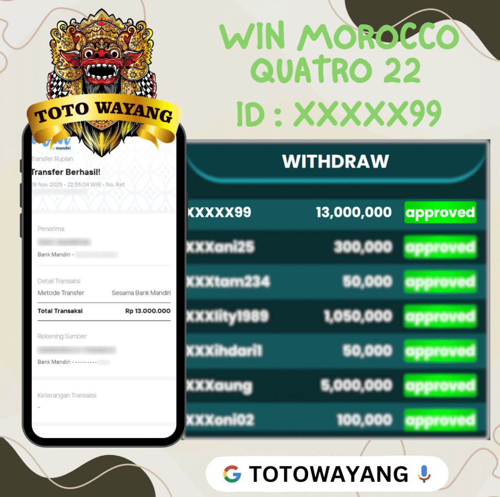 MEMBER TOTOWAYANG JACKPOT DI PASARAN MOROCCO QUATRO 22