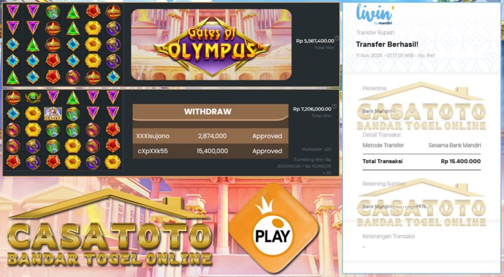 PERKALIAN MANIS CUMA ADA DI CASATOTO , WIN SEBESAR 15 JT DI GATES OF OLYMPUS !