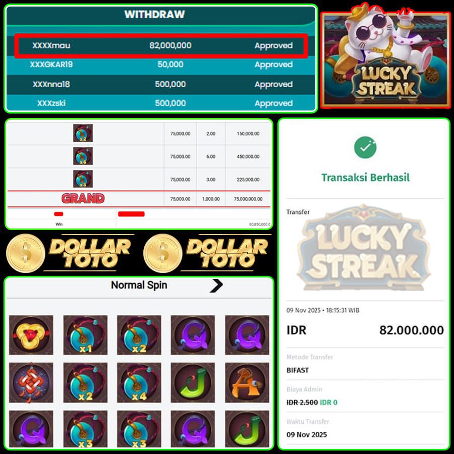 DOLLARTOTO RAJANYA CUAN BOSKU , WIN SEBESAR 82 JT DI LUCKY STREAK !