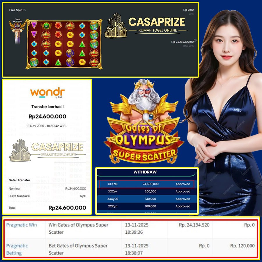 KEMENANGAN SUPER DARI GATES OF OLYMPUS SUPER SCATTER SEBESAR 24 JT DI CASAPRIZE!