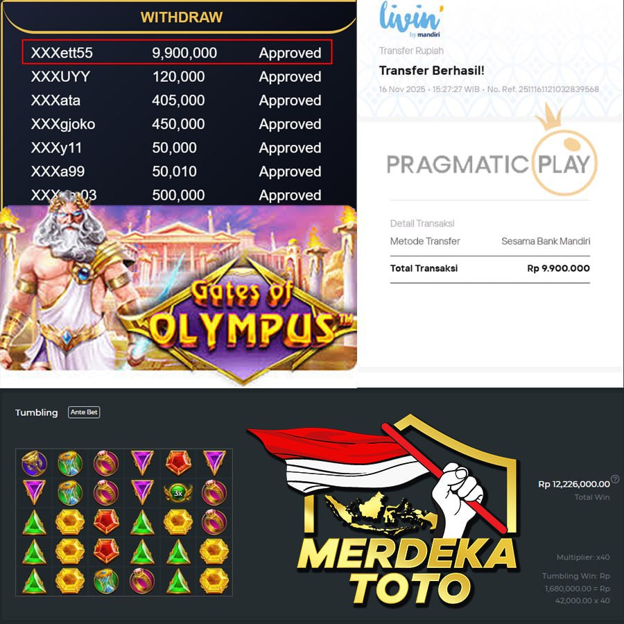 MANIS LAGI DI MERDEKATOTO SEBESAR 9.9 JT DI GATES OF OLYMPUS !