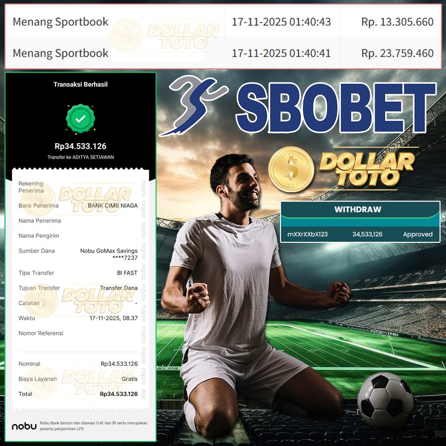 TENDANGAN SUPER BAWA CUAN SEBESAR 34 JT DI DOLLARTOTO!