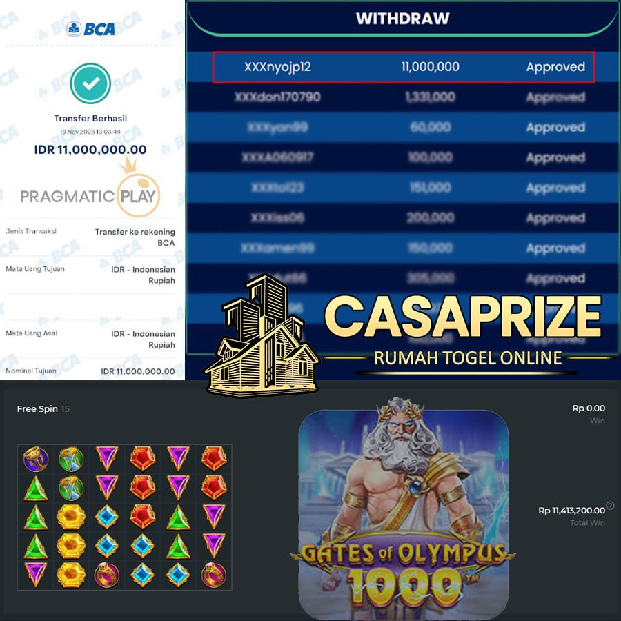 GACORR TERUS DI CASAPRIZE BOSKU WIN SEBESAR 11 JT DI GATES OF OLYMPUS 1000!