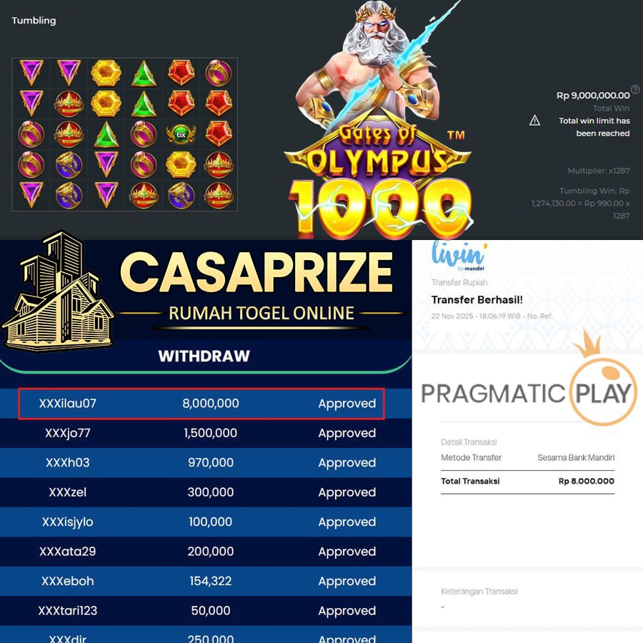 JOSS LAGI DI GATES OF OLYMPUS 1000 SEBESAR 8JT DI CASAPRIZE BOSKU!