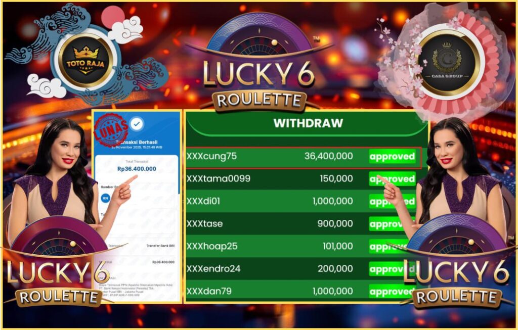 PUTARAN CUAN LAGI DI TOTORAJA SEBESAR 36 JT WIN DI LUCKY 6 ROULETTE !