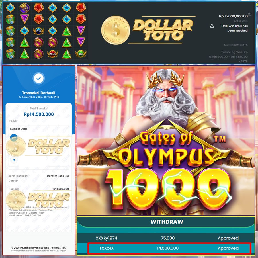 WIN LAGI DI DOLLARTOTO, SI ZEUS BAGI BAGI CUAN TERUS BOSKU!!