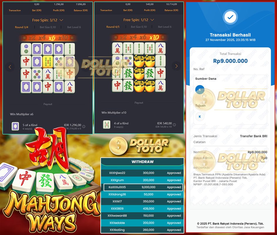 MENANG LAGI 9 JUTA DI PGSOFT! DOLLARTOTO EMANG GAK BOSAN BAGI BAGI CUAN !