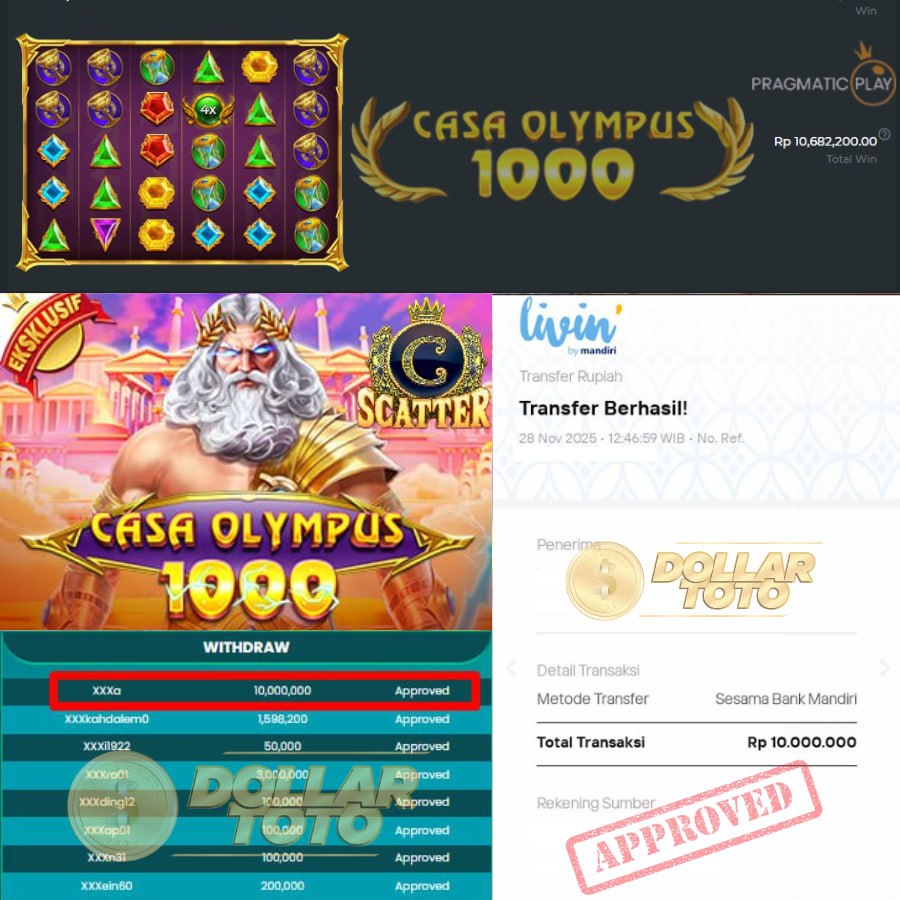 KOLABORASI GACOR DARI CASAGROUP X GATES OF OLYMPUS HOKI SEBESAR 10 JT DI DOLLARTOTO!