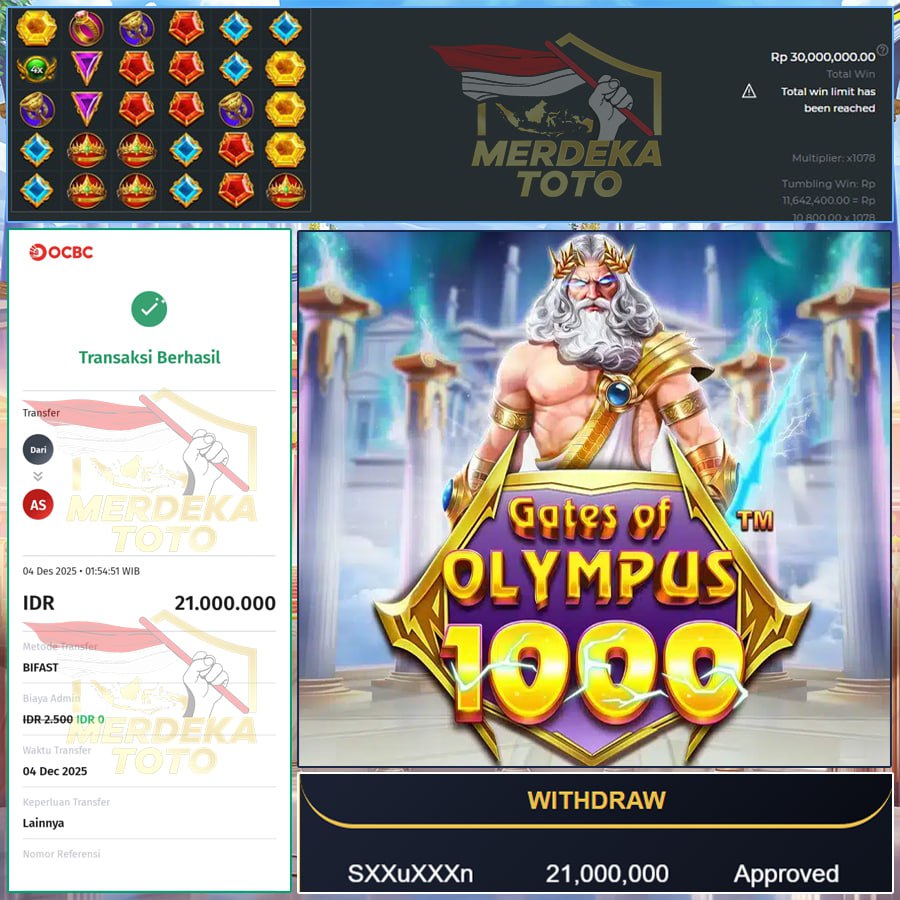 ZEUS GACOR TERUS BOSKU!! WIN LAGI MEMBER SETIA KITA DI MERDEKATOTO SEBESAR 21 JUTA!!