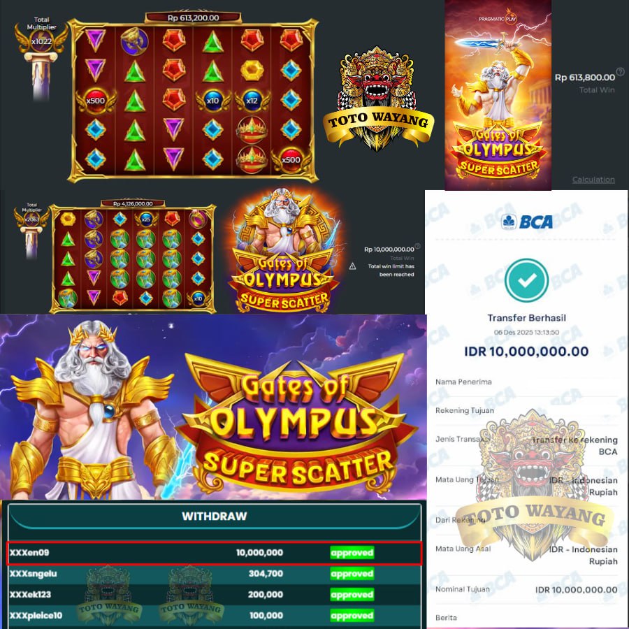 JACKPOT TERUS DI TOTOWAYANG SEBESAR 10 JT DI GATES OF OLYMPUS SUPER SCATTER!
