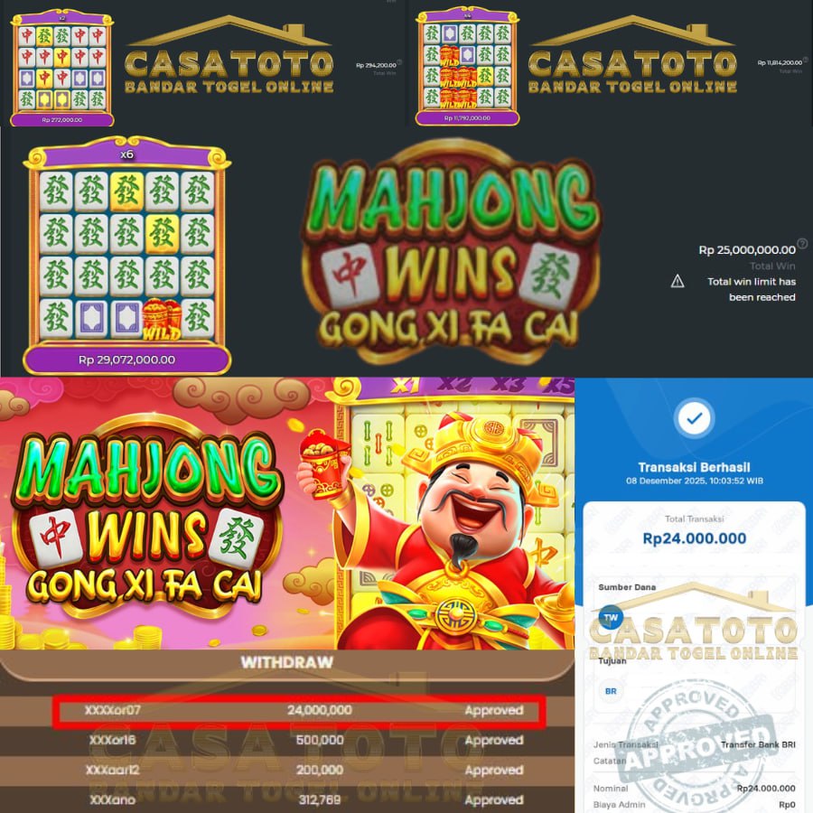 MAHJONG WINS GONG XI FA CAI BAWA HOKI SEBESAR 24 JT DI CASATOTO!