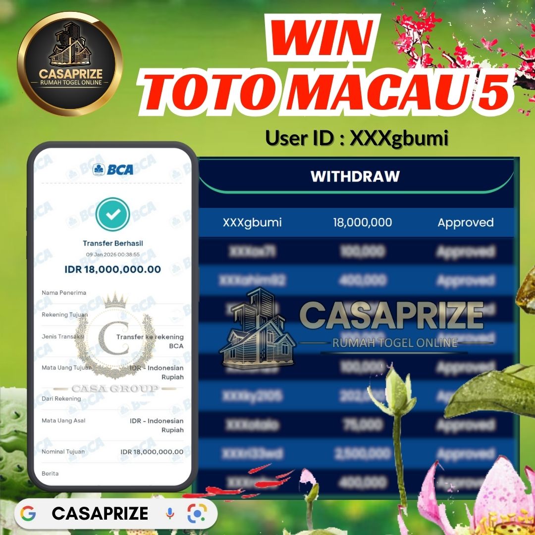 JACKPOT PAUS PASARAN TOTO MACAU 5 HANYA DI CASAPRIZE