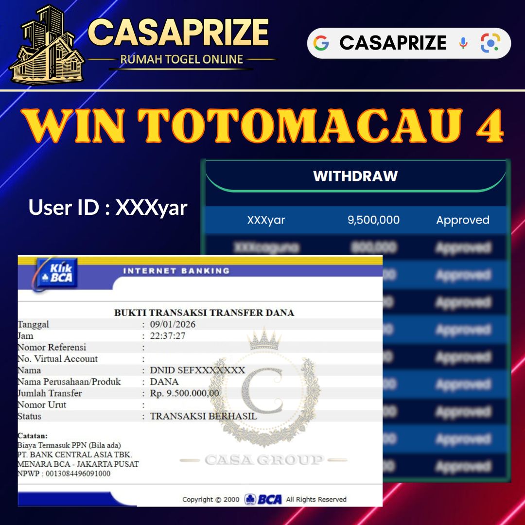 JACKPOT PAUS PASARAN TOTO MACAU 4 HANYA DI CASAPRIZE