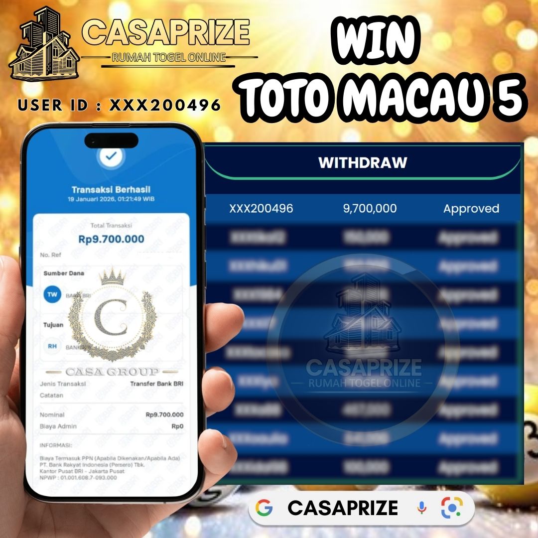 SELAMAT !! MEMBER CASAPRIZE JACKPOT PAUS DI PASARAN TOTO MACAU 5
